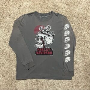 Harley-Davidson Charcoal Skull Graphic Long sleeve tee